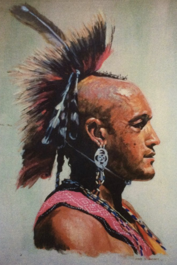 Portrait of a Mohegan man in traditional dress